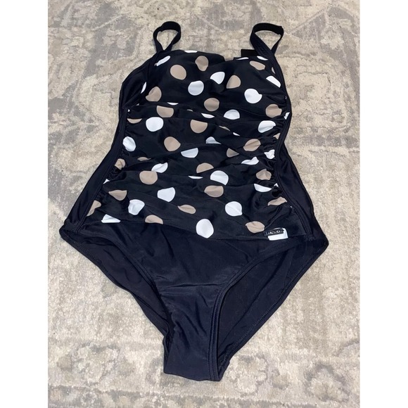 VENUS Other - New Lascana For Venus Slimming One Piece Black Multi Polka Swim Swimsuit  Sz 10